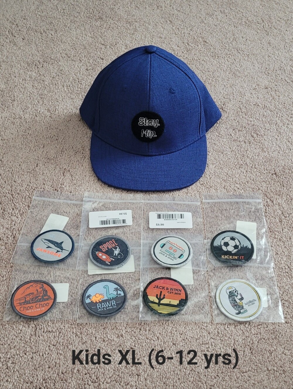 Jack & Winn - Blue Kids Snapback Patch Hat with Multiple Patches